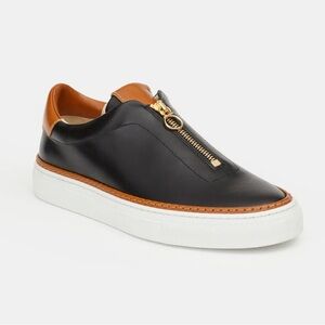 NWT Lafayette 148 NY Nappa Leather Zip-Up Designer Sneaker, Size 8.5US / 38.5EU